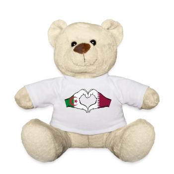 Algerien Katar Flagge Hände Herzform - Teddy - Weiß - Vorne