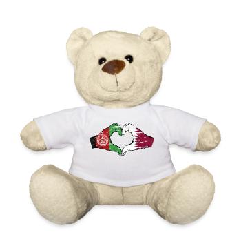 Afghanistan Katar Flagge Hände Herzform used - Teddy - Weiß - Vorne