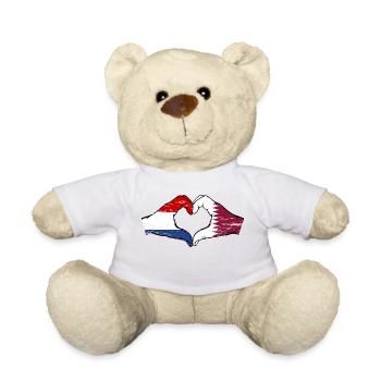 Hollande Qatar drapeau mains forme de coeur utilisé - Nounours - blanc - Devant