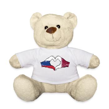 Drapeau de la Russie Qatar mains forme de coeur utilisé - Nounours - blanc - Devant