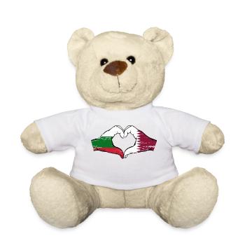 Bulgarie Qatar drapeau mains forme de coeur utilisé - Nounours - blanc - Devant