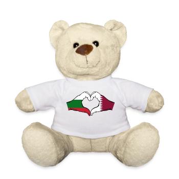 Bulgarien Katar Flagge Hände Herzform - Teddy - Weiß - Vorne