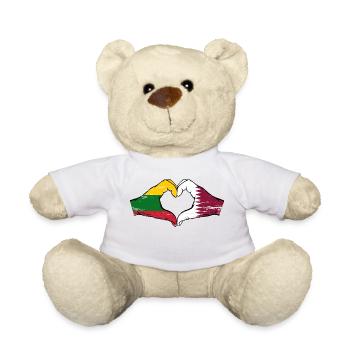 Litauen Katar Flagge Hände Herzform used - Teddy - Weiß - Vorne