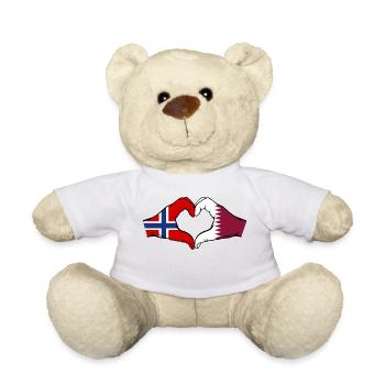 Norway Qatar Flag Hands Heart Shape - Teddy Bear - white - Front