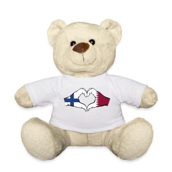 Finnland Katar Flagge Hände Herzform - Teddy - Weiß - Vorne