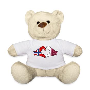 Norwegen Katar Flagge Hände Herzform used - Teddy - Weiß - Vorne