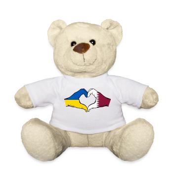 Ukraine Qatar Flag Hands Heart Shape - Teddy Bear - white - Front