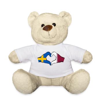 Schweden Katar Flagge Hände Herzform - Teddy - Weiß - Vorne