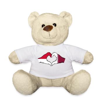 Indonesien Katar Flagge Hände Herzform - Teddy - Weiß - Vorne
