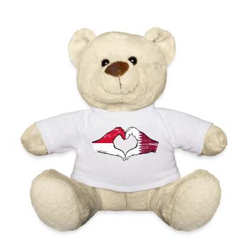Indonesia Qatar flag hands heart shape used - Teddy Bear - white - Front