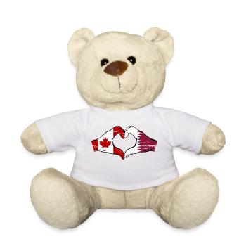 Drapeau du Canada Qatar mains forme de coeur utilisé - Nounours - blanc - Devant