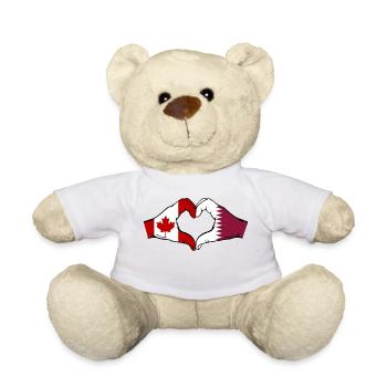 Drapeau du Canada Qatar Mains Forme Coeur - Nounours - blanc - Devant