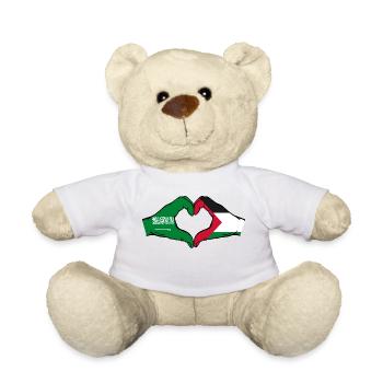 Arabie Saoudite Palestine Drapeau Mains Coeur Forme - Nounours - blanc - Devant