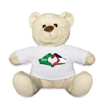 Arabie Saoudite Palestine Drapeau Mains Coeur Forme Utilisé - Nounours - blanc - Devant
