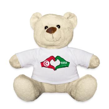 Tunisia Saudi Arabia Flag Hands Heart Shape - Teddy Bear - white - Front