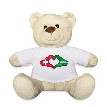 Switzerland Saudi Arabia Flag Hands Heart Shape Used - Teddy Bear - white - Front