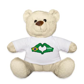 Brazil Saudi Arabia Flag Hands Heart Shape - Teddy Bear - white - Front