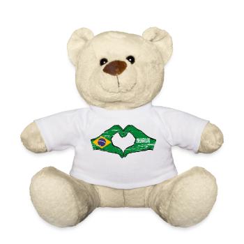 Brazil Saudi Arabia Flag Hands Heart Shape Used - Teddy Bear - white - Front