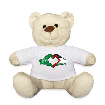 Saudi Arabia Jordan flag hands heart shape used - Teddy Bear - white - Front