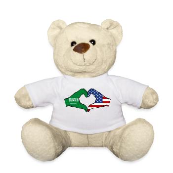 Arabie Saoudite États-Unis Drapeau Mains Coeur Forme - Nounours - blanc - Devant