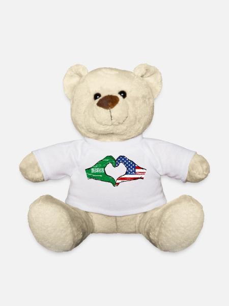 Saudi Arabien USA Flagge Hände Herzform used - Teddy - Weiß