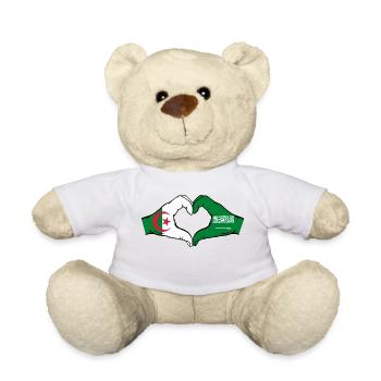 Algérie Arabie Saoudite Drapeau Mains Coeur Forme - Nounours - blanc - Devant