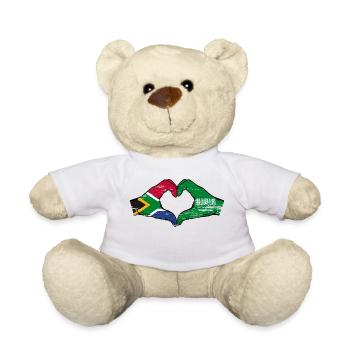 Afrique du Sud Arabie Saoudite Drapeau Mains Coeur Forme Utilisé - Nounours - blanc - Devant