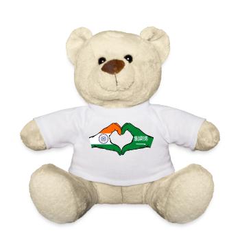 Inde Arabie Saoudite Drapeau Mains Coeur Forme - Nounours - blanc - Devant