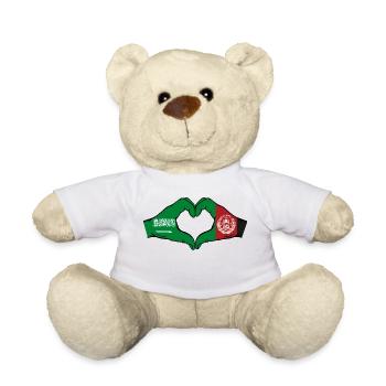 Saudi Arabia Afghanistan Flag Hands Heart Shape - Teddy Bear - white - Front