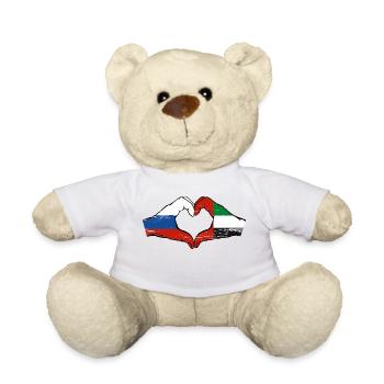 Russie Émirats arabes unis Drapeau Coeur - Nounours - blanc - Devant