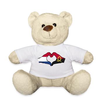 Holland Angola Flagge Hände Herzform - Teddy - Weiß - Vorne