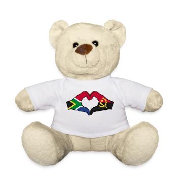Südafrika Angola Flagge Hände Herzform - Teddy - Weiß - Vorne