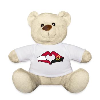 Österreich Angola Flagge Hände Herzform - Teddy - Weiß - Vorne