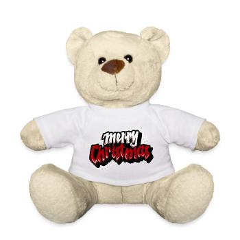 Merry Christmas Retro Script - Teddy - Weiß - Vorne