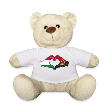 Hongrie Angola drapeau mains forme de coeur utilisé - Nounours - blanc - Devant