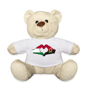 Ungarn Angola Flagge Hände Herzform - Teddy - Weiß - Vorne
