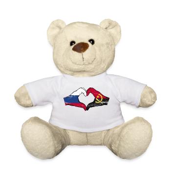 Russia Angola Flag Hands Heart Shape Used - Teddy Bear - white - Front