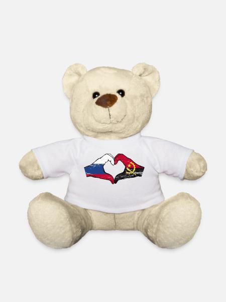 Russland Angola Flagge Hände Herzform used - Teddy - Weiß