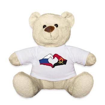 Russland Angola Flagge Hände Herzform - Teddy - Weiß - Vorne