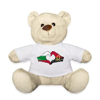 Bulgaria Angola flag hands heart shape used - Teddy Bear - white - Front