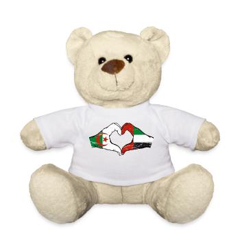 Algérie Émirats Arabes Unis Drapeau Coeur - Nounours - blanc - Devant