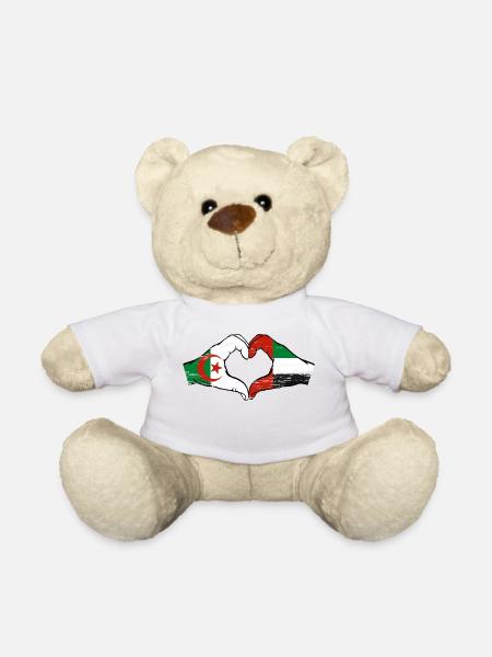 Algérie Émirats Arabes Unis Drapeau Coeur - Nounours - blanc