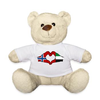 Norvège Émirats arabes unis Drapeau Coeur - Nounours - blanc - Devant