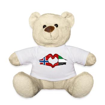Norvège Émirats arabes unis Drapeau Coeur - Nounours - blanc - Devant