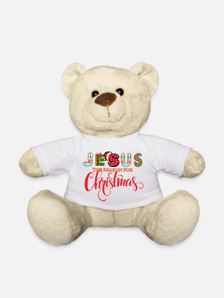 Jesus the Reason for Christmas Graphic T-Shirt - Teddy Bear - white
