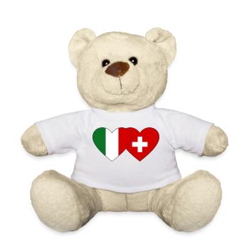 Italie Suisse Drapeau Coeur - Nounours - blanc - Devant