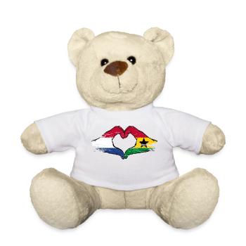 Hollande Ghana drapeau mains forme de coeur utilisé - Nounours - blanc - Devant