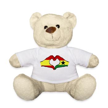 Spanien Ghana Flagge Hände Herzform - Teddy - Weiß - Vorne