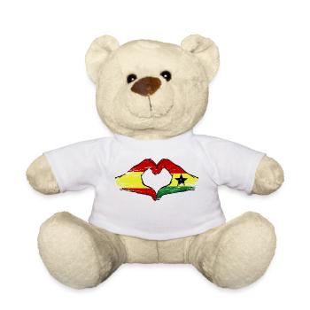 Spanien Ghana Flagge Hände Herzform used - Teddy - Weiß - Vorne
