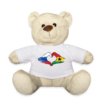 Russie Ghana drapeau mains forme de coeur utilisé - Nounours - blanc - Devant